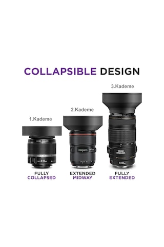 Nikon 18-105mm Lens Için 67mm 3 Kademeli Ayarlanabilir Kauçuk Parasoley Rubber Hood