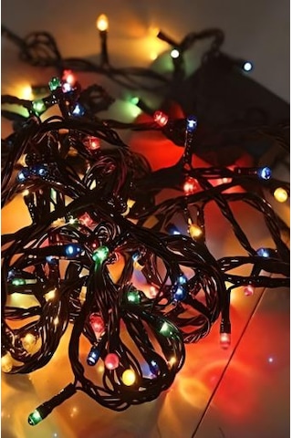 Renkli Rgb Siyah Kablo Pirinç Ip Led Ağaç Yılbaşı Süsleme 10metre 100 Ampul Renkli 10 Metre 100 Ampul