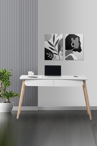 Çalışma Masası Flora Logo Bilgisayar / Öğrenci Çalışma Masası Beyaz Gçö-02 Beyaz