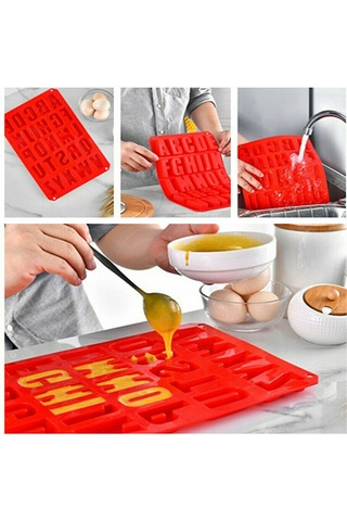 Qingmipy 26 Harfli Kırmızı Silikon Kek Kalıbı - Mikrodalga, Buzdolabı Ve Fırın Uyumlu Çok Renkli