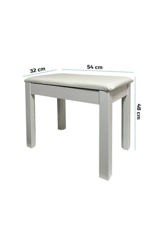 Midex TBX-144WH Üst Kalite Piyano Taburesi Gizli Bölmeli Beyaz Renk (32x54x48)