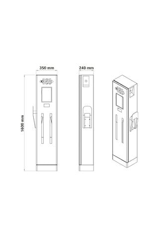 E 365 DC Dikili Tip 10 İnç Ekranlı Acrel Sayaçlı Tek Kablolu RFID 30kW Şarj İstasyonu (Ticari Kullanıcı)