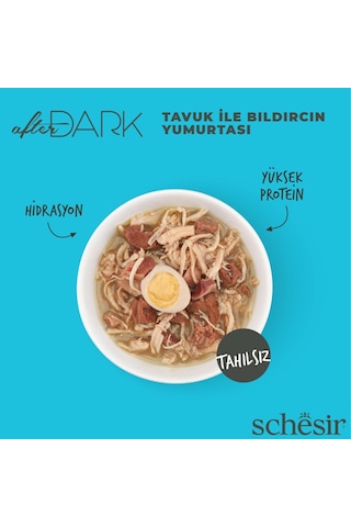 Schesir After Dark Tavuk İle Bıldırcın Yumurtası Et Suyunda Yetişkin Kedi Konservesi 80 Gr