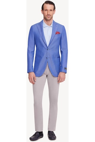 Erkek Saks Mavisi Regular Fit Sivri Yaka Tek Ceket 001