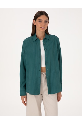 Pierre Cardin Kadın Zümrüt Gömlek Desenli 50318232-vr055 ZÜMRÜT