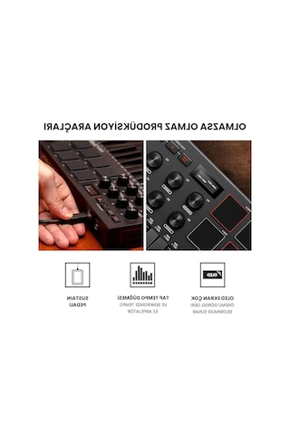 2As 25 Mini Tuşlu Usb Mıdı Klavye, Arkadan Aydınlatmalı 8 Bateri Pedi Ve Müzik Yazılımı Açık Antrasit