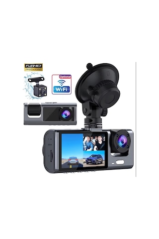 Wifi Li 3 Kameralı Araç İçi Kamera Kayıt Cihazı 3 Lens Cardvr Dash Cam Ön İç Ve Geri Görüş Kamerası