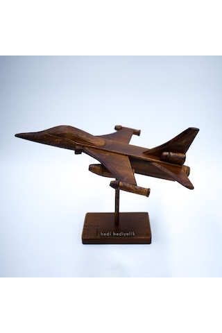Ayaklı Uçak Modeli. F16. Savaş Uçağı. Ahşap Obje. Dekoratif
