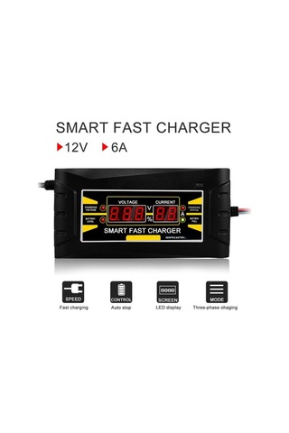 Tongxida Akıllı 12v 6a Hızlı Şarjlı Araç Şarj Cihazı - Lcd Ekran, Aşırı Şarj Korumalı