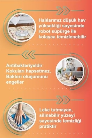 Gusras Çiçekli Şönil Doğal Pamuk Tabanlı Koridor Halısı Kaymaz Yıkanabilir Çevre Dostu Yolluk, 100x250 Çok Renkli