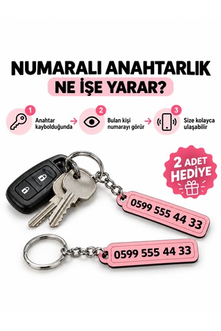 Doalino Kişiye Özel Ahşap Araç İçi Numaratör Cama Vantuzlu Telefon Numarası Park Plakası Pembe