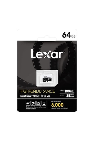 Lexar High Endurance 64 GB Micro SD 100 MB V30 4K Hafıza Kartı
