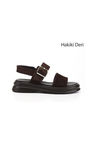 Gönderi(R) Gönderi R Kadın Kahve Süet Tokalı Bantlı Hakiki Deri Sandalet Dyza75645261 Kahverengi