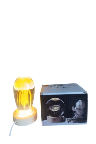 Ahşap Altlıklı Turuncu Renk Deniz Anası Görünümlü Işıklı Küre