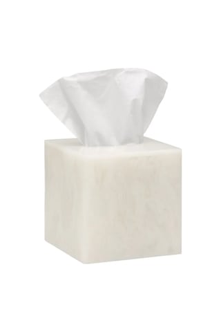 Lal Mendil Kutusu, Kare, Tezgah Üstü, 13.4 X H14.3 Cm - Beyaz Beyaz