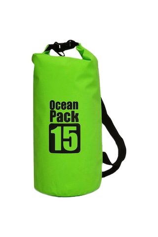 Vkemall Yeşil 15l Tek Askılı Su Geçirmez Çanta - 500d Pvc, Yırtılmaya Dayanıklı, Rafting Ve Surf İçin Roll Top Kapatma Sistemi