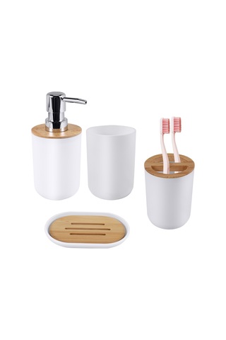 Xurunkeji Banyo Aksesuarları Seti Sabunluk Şişe Bulaşık Tuvalet Diş Fırçası Tutucu Bardak Takımı Beyaz Beyaz