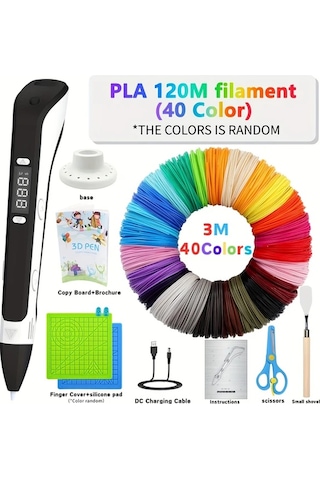 Techbloom 3d Yazıcı Çizim Kalemi Seti Dıy Baskı Aracı 11811 İnç 40 Renk Pla Filament Lcd Ekran