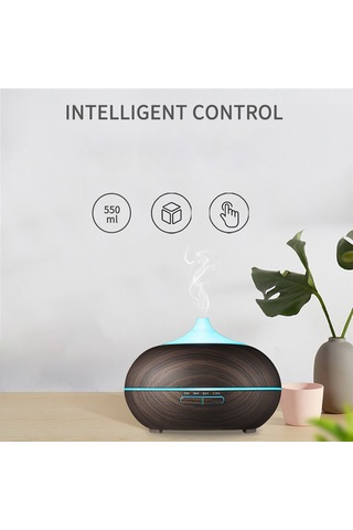 Tenfowee 550ml Ahşap Desenli Ultrasonik Aromaterapi Nemlendirici - Renkli Gece Işığı, Otomatik Kapanma