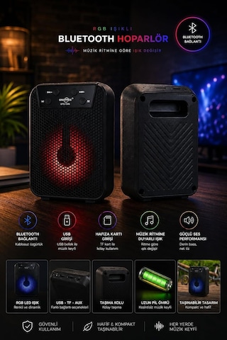 Taşınabilir Kablosuz Bluetooth Hoparlör Usb & Tf Kart Destekli Yüksek Ses Kalitesi