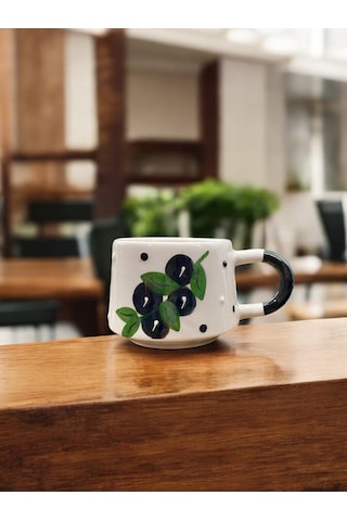 Seramik Kupa Bardak Zeytin Dalı Tasarım