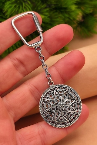 925 Ayar Gümüş Anahtarlık Oksitli Model Elişi Telkari Anahtarlık St396 Gümüş