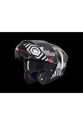 Mt Helmets Mt Atom 2 Strange B2 Çene Açılır Kask Siyah Beyaz