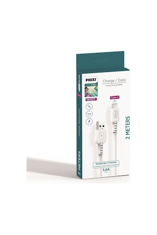 Phixi CB437T Force 2 M Type-C USB Şarj ve Data Kablosu