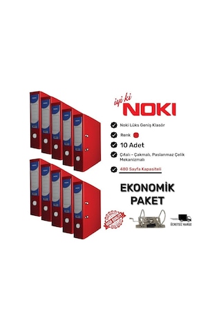 Noki Geniş Klasör Çıtalı – Kırmızı Renk 10’lu Paket N11.1133 Noki Geniş Klasör Çıtalı – Kırmızı Renk 10’lu Paket N11.1133