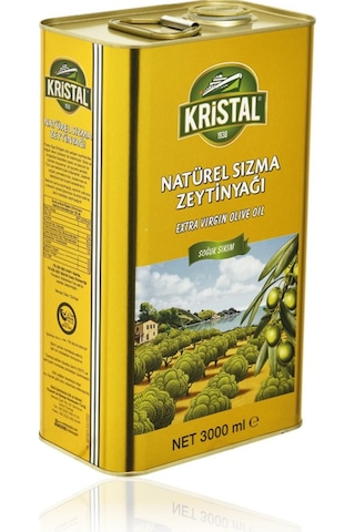 Kristal Natürel Sızma Zeytinyağı Yumuşak Doğal Lezzet 3 Litre Teneke
