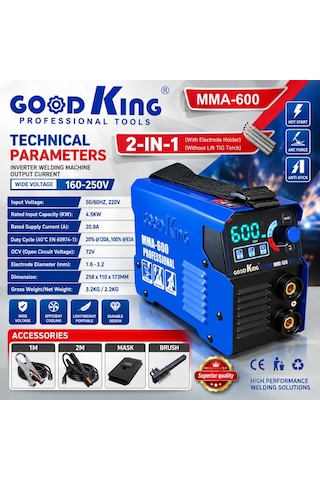 Gk-mma600 Yeni Nesil Dijital Ekranlı Profesyonel Elektrot Kaynak Makinesi - Mma-600 350 Amper
