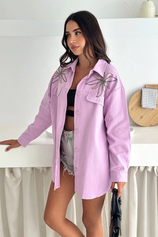 Asprin Fashion Taş Detaylı Gömlek Lila Lila