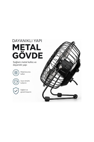 Masaüstü Mini Usb Fan - Metal Gövdeli - Sessiz Açık Bej