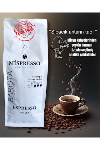 Espresso Kaliteli Kahve Çekirdeği 1 Kg Özel Kıvam Özel Tat Barista Medium Roast Çekirdek Kahve