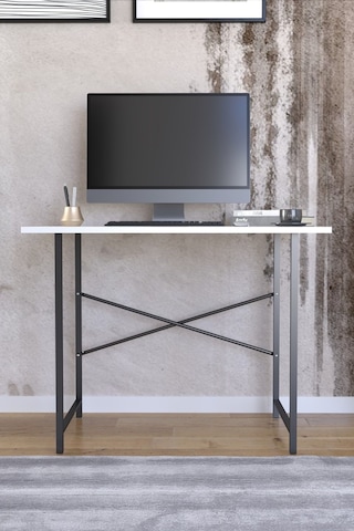Metal Ayaklı Çalışma Masası Ofis Masası Beyaz 60 x  90 CM Beyaz