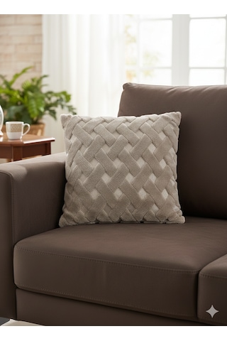Fugo Concept 45x45 Cm Wellsoft Yumuşak Kırlent Kılıfı Kabartmalı Punch/bukle Desen Açık Bej