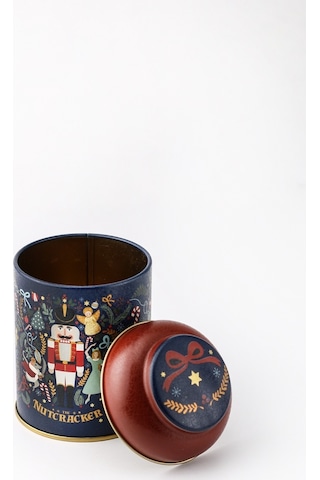 Tales Nutcracker Desenli Yuvarlak Metal Kutu, 9 X 11 Cm, 0.6 Lt