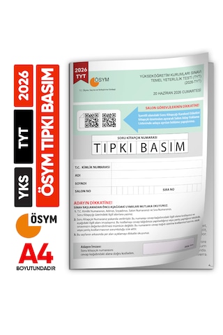 2026 Yks-tyt Ösym Tıpkı Basım Çıkmış Soru Kitapçığı Video/pdf Çözümlü Türkiye Geneli Değerlendirme
