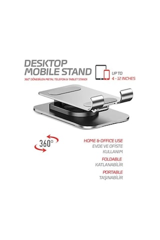 Telefon Standı Çok Yönlü 360 Dönebilen Metal Gövdeli Ayarlanır Ve Katlanır Masa Üstü Kullanımı Için Tüm