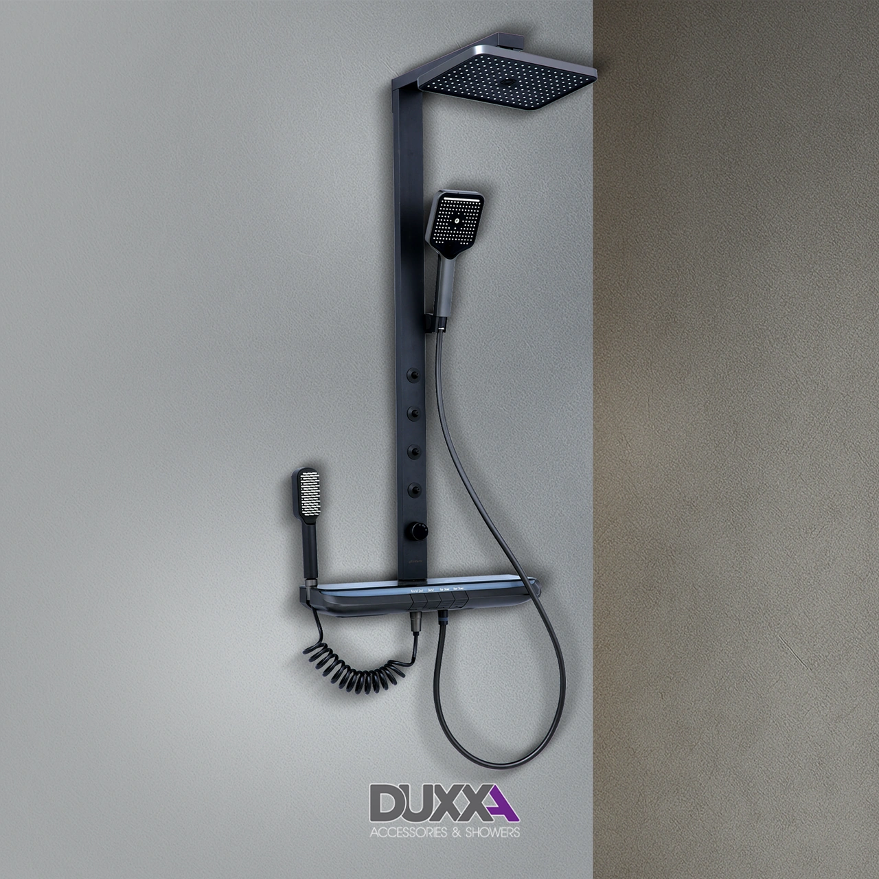 Duxxa Ramada Isı Ayarlı Bataryalı Duş Seti Dp.150.ms Koyu Gri
