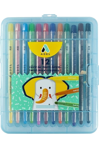Adel Mum Boya Çevir Aç Mum Boya 12 Renk Twist Wax Crayon