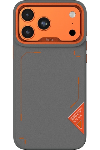 Apple Uyumlu iPhone 17 Pro Kılıf M-safeli O-ring Metal Kamera Çerçeveli Kajsa Matrix Collection Kapak Gri-turuncu Gri-turuncu