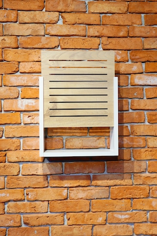 Modem Saklama Kutusu Sürgülü Yukarı Açılır 35 X 35 Çizgili Meşe