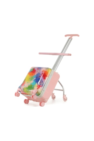 Free Like The Wind Binilebilir Çocuk Valizi Kabin Boy, Düşme Engelleyici Pembe