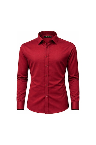 Atilla Özer Slim Fit Pamuk Saten Uzun Kol Erkek Gömlek - 7534 Bordo