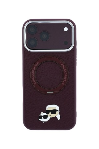 Apple iPhone Uyumlu 18 Pro Max Kılıf Karl Lagerfeld Lisanslı M-safeli K&c Metal Logolu Pu 360 Standlı Kapak Bordo