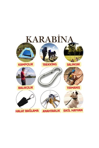 12 Mm Karabina Paslanmaz Çelik Karabina Kamp Ekipmanı Tırmanma Dağcılık Salıncak Hamak Askı Kilidi Gümüş Gümüş