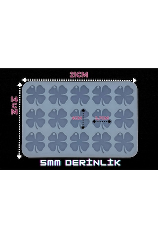 Epoksi Silikon Kalıp / 15li Yonca Anahtarlık Kalıbı