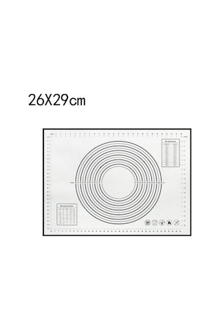 Kangvka Gıda Kalitesi Silikon Hamur Yoğurma Matı Siyah 29x26cm - Ölçü Çizgili, Kaymazsız, Non-stick, Ev Fırıncı Gereci Siyah