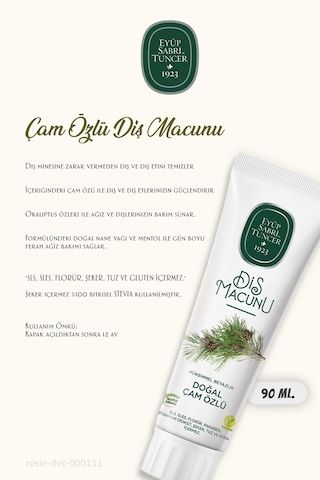 Eyüp Sabri Tuncer Diş Macunu Çam Özlü 3 x 90 ML + Rosie Pamuk